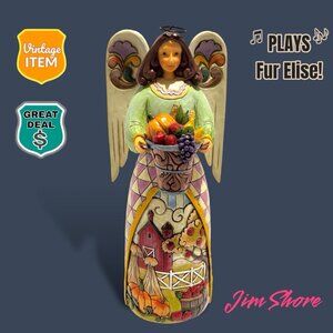 Jim Shore Heartwood Creek Autumns Bounty Musical Box Angel Figurine Music Farm.